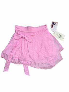 Blogilates Pink Dance Studio Wrap Skirt Womens XS NWT Mesh Ruffle Activewear